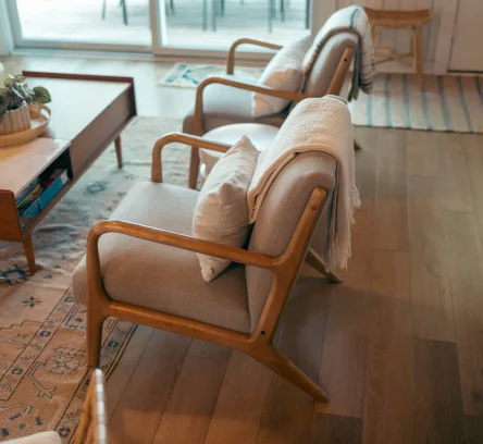 Two armchairs in a calm therapy room